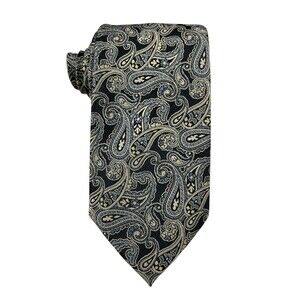 Platinum Designs Men’s Necktie 3 1/4" x 58" Designer Black Gold Paisley Handmade